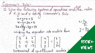 Cramers Rule 3x3  Cramers rule determinant method [upl. by Anastice843]