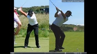 Jon Rahm golf swing  Long Iron faceon amp downtheline July 2017 [upl. by Aihcela]