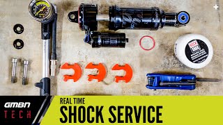 Servicing A Mountain Bike Air Shock In Real Time  Basic Suspension Service [upl. by Gnilrad]