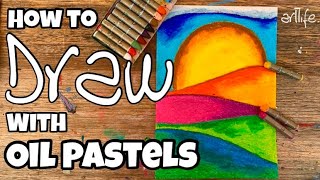 ART VIDEO How to draw with OIL PASTELS Sun Landscape lesson with Kerri Bevis artlife​ art [upl. by Tamah417]