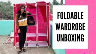 FOLDABLE WARDROBE UNBOXING  Portable Wardrobe Closet  How To Assemble Portable Wardrobe For Cloth [upl. by Honan]