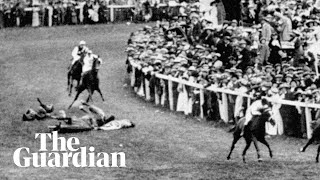 Suffragette Emily Davison knocked down by Kings horse at Epsom [upl. by Silbahc]