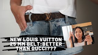 LOUIS VUITTON 25 MM BELT  TRYON SIZING amp COMPARISON TO MY GUCCI BELT [upl. by Coffee]