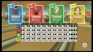 Wii Sports Resort  Bowling Standard 4 Players All Perfect Games [upl. by Antonie]