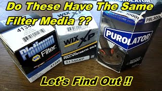 Purolator Boss Wix XP Napa Platinum Oil Filter Cut Open Oil Filter Media Comparison [upl. by Lenra]