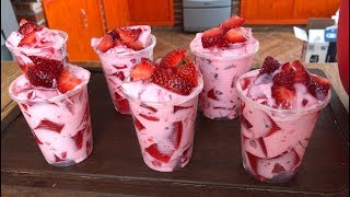 Postre con 3 ingredientes GELATINA CON YOGURT Y FRESAS [upl. by Cordeelia870]