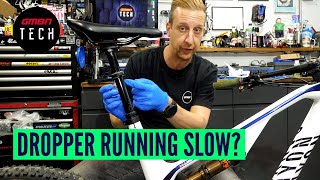 How To Service A Slow MTB Dropper Post  Mountain Bike Maintenance [upl. by Peadar]