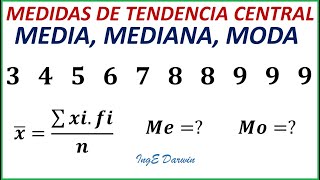 Calcular la media o promedio la mediana y la moda  Ejemplo 1 [upl. by Mather]