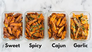 Baked Sweet Potato Fries 4 WAYS  Sweet Potato Meal Prep [upl. by Meir]