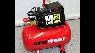 Harbor Freight Central Pneumatic 3 Gallon Air Compressor REVIEW [upl. by Nilyak]