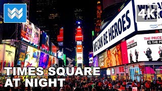 4K Walking tour of Times Square at Night in New York City USA Travel Guide [upl. by Lirbaj961]