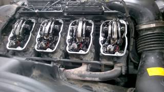 Scania R500  First Start With New CamshaftNo Rocker Covers [upl. by Yretsym]