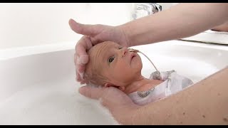 Babys first bath in NICU Swaddled [upl. by Welcome]