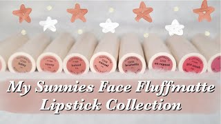 SUNNIES FACE FLUFFMATTE LIPSTICK COLLECTION SWATCHES  Nicole Martinez [upl. by Assirac409]