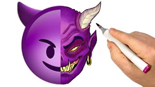 😈✍️ Turning Random Emojis into Detailed Drawings [upl. by Ecikram158]