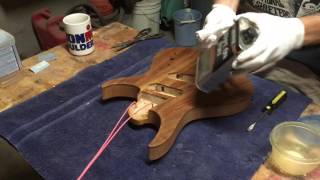 How To Apply A Wipe On Polyurethane Finish On A Guitar Part 2 [upl. by Llewkcor]