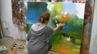 Abstract acrylic painting demo  Acrylmalen abstrakt im Großformat [upl. by Estell132]