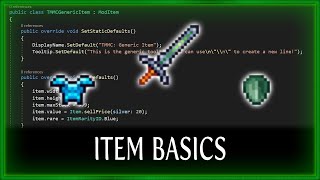 BASIC ITEMS  LESSON 02  TERRARIA MODDING MASTER CLASS [upl. by Otrebtuc577]