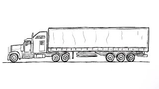 How to draw a Semi Truck  Drawing Tutorial [upl. by Lodi]