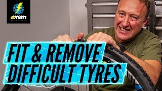 How To Fit And Remove Difficult E Bike Tyres [upl. by Nnaecarg]