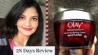 Olay Regenerist Micro Sculpting Cream  28 days Review  Itsarpitatime [upl. by Gwenora]