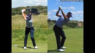 Justin Thomas golf swing  Long Iron faceon amp downtheline July 2017 [upl. by Neetsirhc]