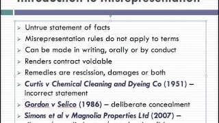 Misrepresentation Lecture 1 of 4 [upl. by Badger]