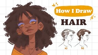 How I DRAW HAIR step by step  Mistakes amp tips  Procreate sketch  👽 [upl. by Lemrahc]