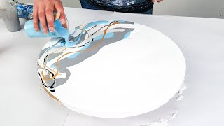 Cold as ICE  Incredible Acrylic Pour Painting  Fluid Artwork Round Panel [upl. by Ano]