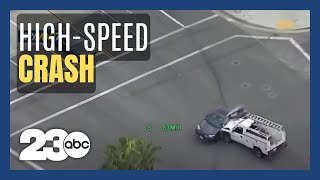 LIVE Police chase underway in LA area HUGE CRASH [upl. by Horwath820]