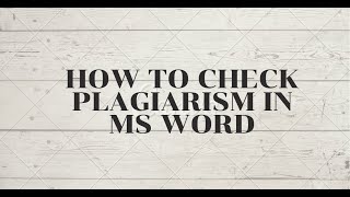 How to check plagiarism in word [upl. by Gerstein870]