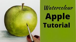 HOW TO PAINT AN APPLE WITH WATERCOLOR  Realistic apple in watercolour suitable for beginners [upl. by Willem279]