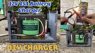 DIY 12V 15A Car Battery Charger  12V Center Tapped Transformer [upl. by Alyehs]