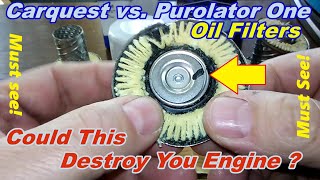 Purolator One oil filter cut open PL14612 vs Carquest Blue oil filter cut open 85358 comparison [upl. by Naxela]