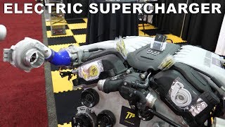 TorqAmp 48V Electric Turbo Supercharger at SEMA Show [upl. by Dnomyaw998]