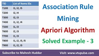 3 Apriori Algorithm  Association Rule Mining  Frequent Item Sets Solved Example by Mahesh Huddar [upl. by Hendren]